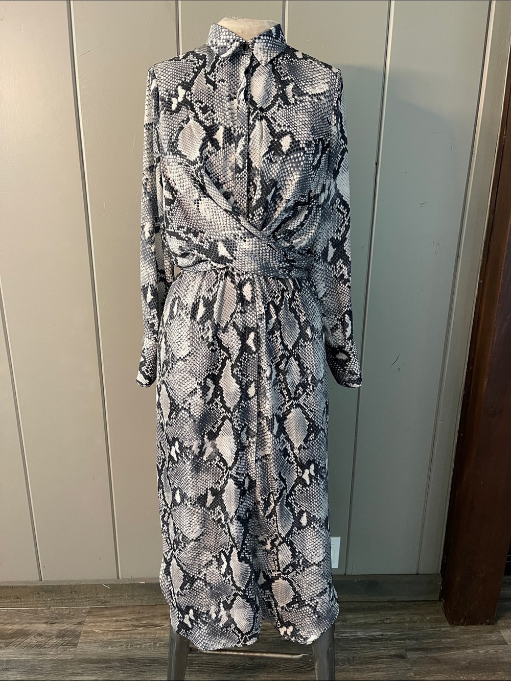Witchery Dress Black Gray Snake Reptile Mob Wife Quiet Luxury Boho Maximalism